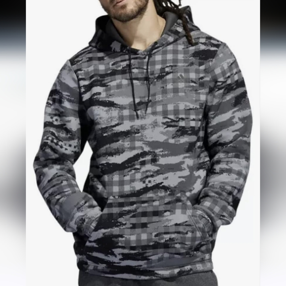 Adidas Postgame Plaid Pullover, hoodie Gray/Black Medium